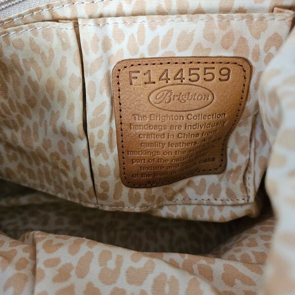 Brighton Barbados Hobo Ziptop Leather Boho Braided Strap Tan Shoulder Bag - Picture 3 of 14